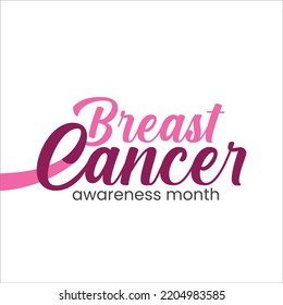 Breast Cancer Awareness Calligraphy Poster Vector Design. Stroke Pink Ribbon. October is Cancer Awareness Month