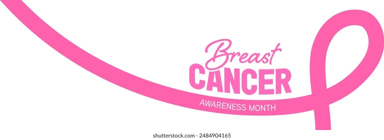 Breast cancer awareness campaign banner background with pink ribbon. Vector illustration.