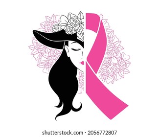 Breast cancer Awareness, Breast cance, Breast Cancer woman Warrior, We Wear Pink, October Pink Vector illustration. 