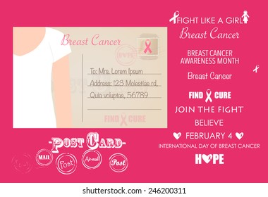Breast Cancer Awareness cards design. Vector Illustration.