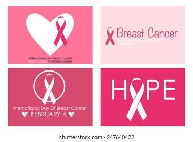 Breast Cancer Awareness cards design. Vector Illustration.