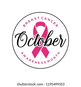 Breast Cancer Awareness circle vector illustration. Suitable for greeting card, sticker, and badge.