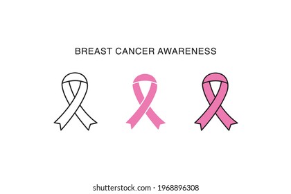 Breast cancer awareness, colour ribbon support simple  icon vector illustration