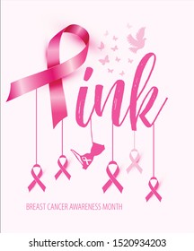 Breast cancer awareness concept illustration pink ribbon symbol