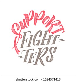 Breast Cancer Awareness Creative Pink Calligraphic Poster. Brush Stroke and Silk Ribbon Symbol. World October Breast Cancer Awareness Month Banner. Round grainy stamp text. Medical Design