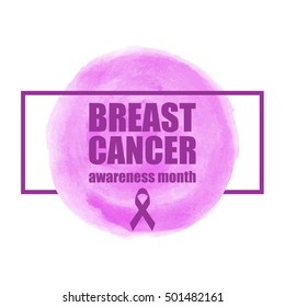 Breast Cancer Awareness Creative Pink Poster. Watercolor Brush Stroke round and Silk Ribbon Symbol. World October Breast Cancer Awareness Month Banner. Medical Design. Vector illustration.