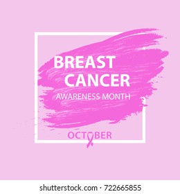 Breast Cancer Awareness Creative Pink Poster. World October Breast Cancer Awareness Month Banner. Pink stroke and text. World October Breast Cancer Awareness Month Banner. Pink stroke and text.