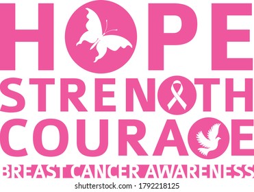 breast cancer awareness day - hope strength - courage 