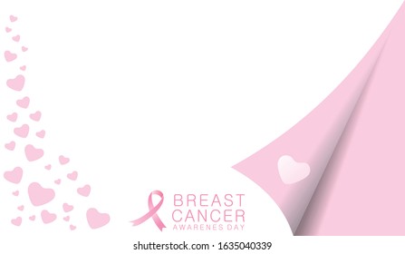 Breast cancer awareness day. isolated vector open page paper style on white background.
