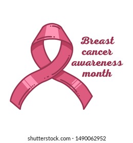 Breast Cancer Awareness Day. Pink ribbon. Vector illustration