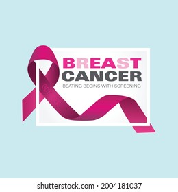 Breast Cancer awareness Day with Pink ribbon on Blue Background. illustration Breast Cancer