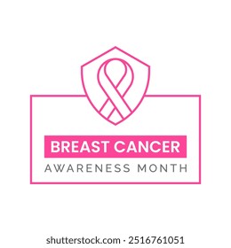 Breast cancer awareness design template with shield or cancer protection concept pink ribbon with shield design for breast cancer awareness and protection Breast Cancer Awareness Month