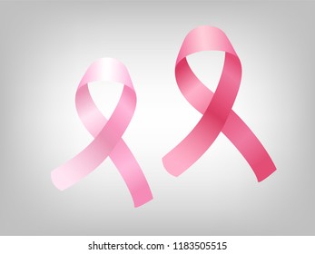 Breast Cancer Awareness Elegant Vector Background. Satin Pink Ribbon Realistic Illustration for Medical Print Design. Women's Breast Cancer Support, Hope. Pink Ribbon Isolated Vector Element.