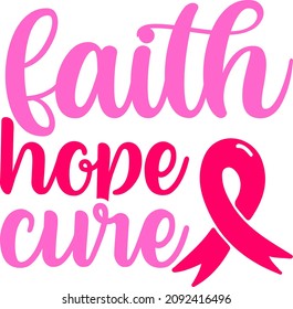 Breast Cancer Awareness Faith Hope Cure Stock Vector (Royalty Free ...