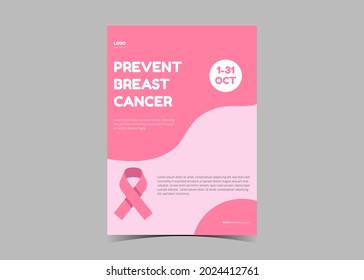 Breast cancer awareness flyer template. October breast cancer awareness poster leaflet template design
