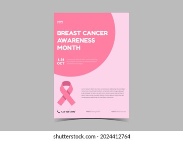 Breast Cancer Awareness Flyer Template. October Breast Cancer Awareness Poster Leaflet Template Design
