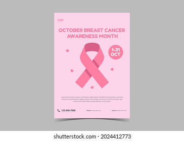 Breast cancer awareness flyer template. October breast cancer awareness poster leaflet template design
