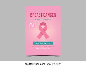 Breast Cancer Awareness Flyer Template October Stock Vector (Royalty ...