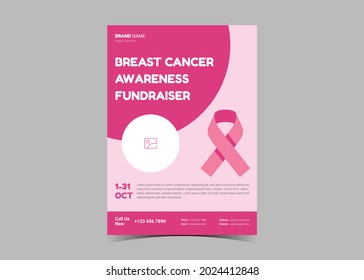 Breast Cancer Awareness Flyer Template. October Breast Cancer Awareness Poster Leaflet Template Design
