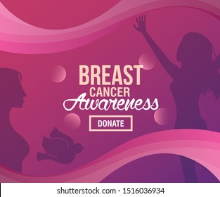 Breast Cancer Awareness Fundraise design with female body silhouette, vector illustration