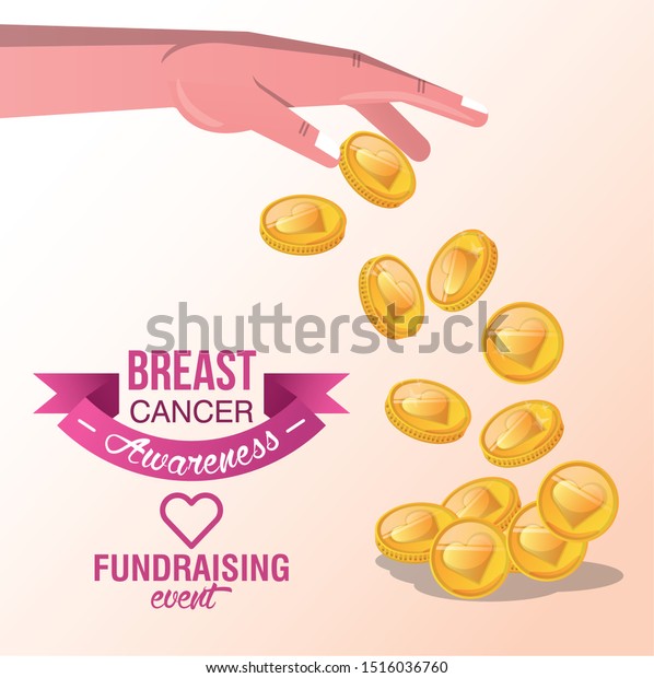 Breast Cancer Awareness Fundraise Design Heart Stock Image