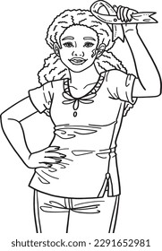 Breast Cancer Awareness Girl with Ribbon Isolated