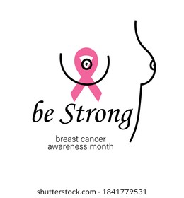 Breast cancer Awareness with girl.Vector design.