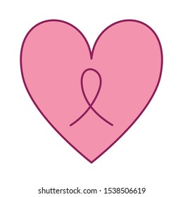 Breast Cancer Awareness heart with ribbon campaign vector illustration design