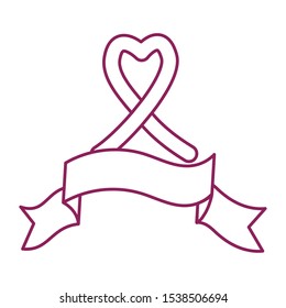 Breast Cancer Awareness heart with ribbon campaign vector illustration design