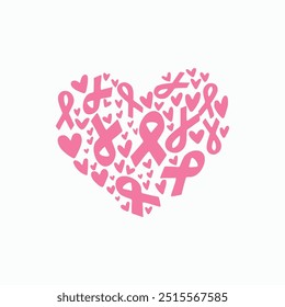 Breast Cancer Awareness Heart, Cancer, Breast Cancer, Awareness Ribbon, Pink Ribbon, stay strong, Cut File Cricut, Vector Files for Cricut