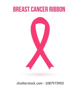 Breast cancer awareness icon. Hot pink ribbon isolated on white background. Symbol of women's health. Healthcare concept. Vector design template for banners, websites, apps, social media etc.