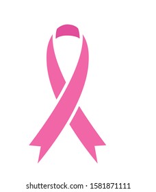 Breast cancer awareness icon pink ribbon vector illustration isolated
