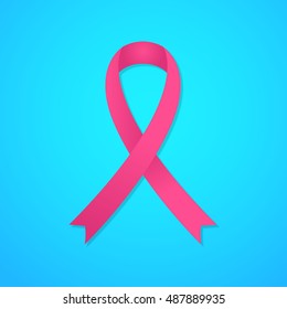 Breast cancer awareness icon with pink ribbon