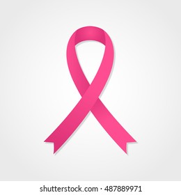 Breast cancer awareness icon with pink ribbon