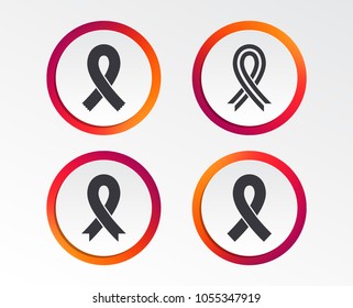 Breast cancer awareness icons. Ribbon sign symbols. Infographic design buttons. Circle templates. Vector