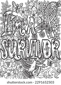 Breast Cancer Awareness Im a Survivor Coloring 