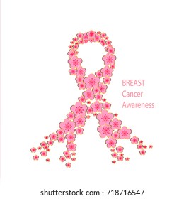 Breast Cancer awareness, Japanese Sakura flower cherry blossom texture on solid white background. October is Breast Cancer Awareness Month.