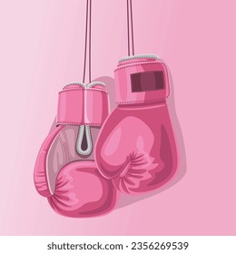 conciencia sobre el cáncer de mama. luchemos contra las enfermedades. ilustración de guantes de boxeo rosa