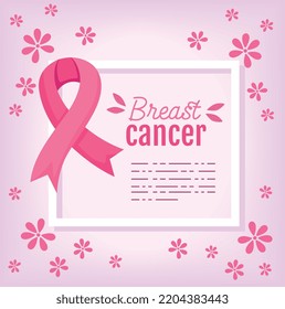 breast cancer awareness lettering postcard