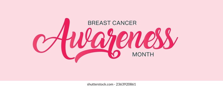 Breast Cancer Awareness line lettering. Hand drawn modern vector calligraphy isolated on Pink background. Simple inscription with swashes, wavy lettering text. Awareness Month October Banner Design