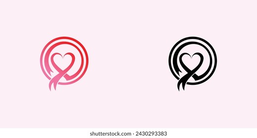 Breast cancer awareness logo design with unique concept| premium vector