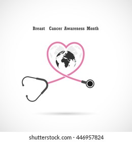 Breast cancer awareness logo design. Breast cancer awareness month logo.Vector logo illustration
