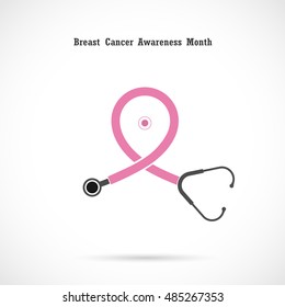 Breast cancer awareness logo design.Breast cancer awareness month icon.Realistic pink ribbon.Pink care logo.Vector illustration