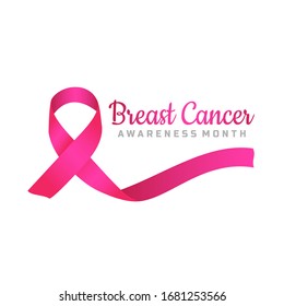 Logo de sensibilización al cáncer de mama con símbolo de cinta rosa. Ilustración del vector