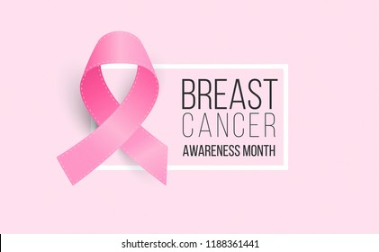 Breast Cancer awareness month, 3D Pink Ribbon and frame.  Eps 10 Vector illustration.