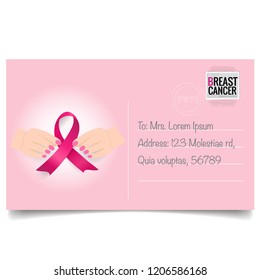 Breast Cancer Awareness Month background design. Breast cancer awareness pink ribbon. Vector Illustration.