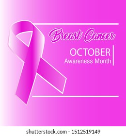 Breast cancer awareness month background with pink ribbon vector