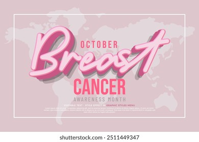 Breast cancer awareness month background with editable text 3d style