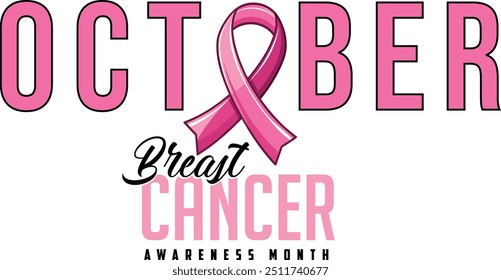 Breast cancer awareness month background with pink ribbon