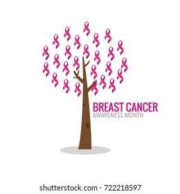 Breast Cancer Awareness Month background design. Breast cancer awareness pink ribbon. Vector Illustration.